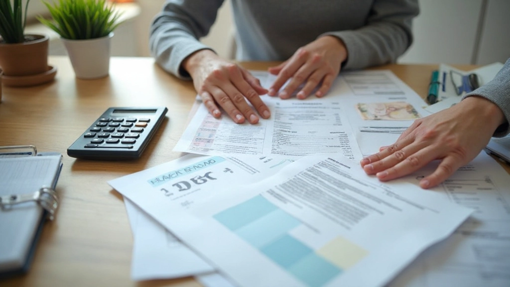 Квитанции коммунальных платежей и калькулятор на столе