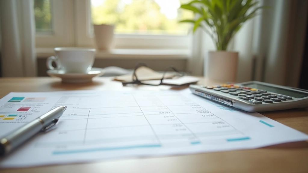 Современный интерьер квартиры с видом на финансовые документы и калькулятор на столе