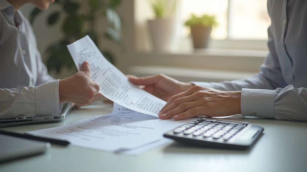 Современный интерьер квартиры с видом на финансовые документы и калькулятор на столе